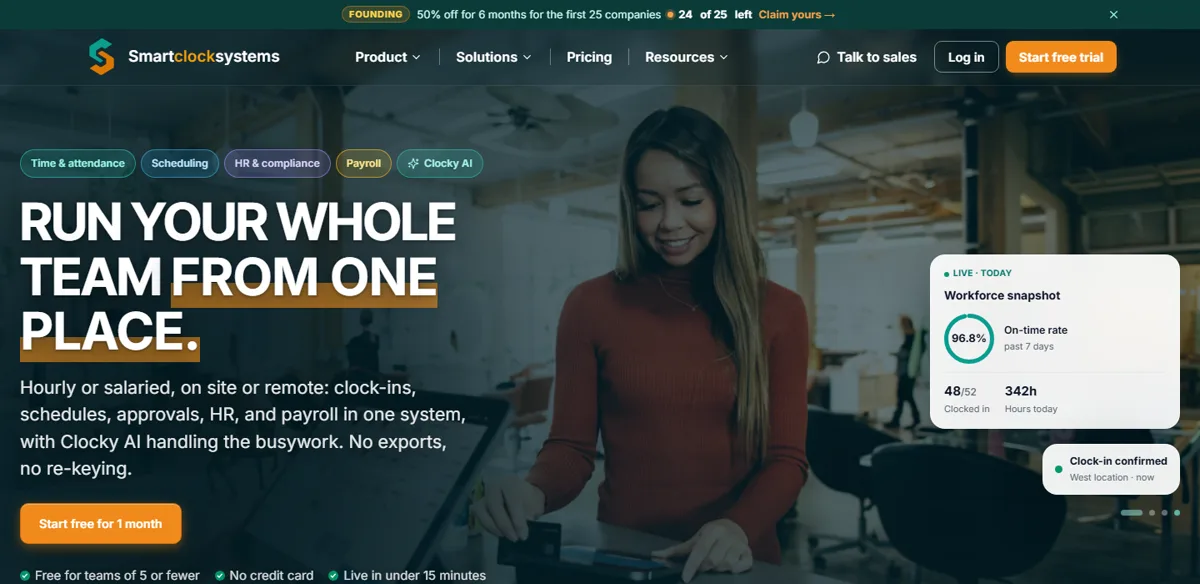 Screenshot of the Smartclocksystems website
